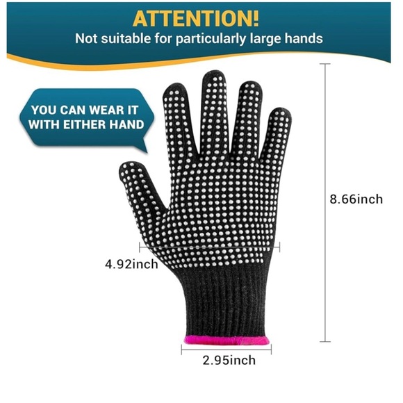 Black and White Dotted Gloves Heat Resistant for Use With Curlers - Picture 7 of 7